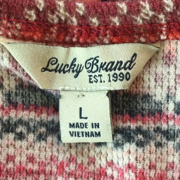 Lucky Brand Long Sleeved Red Pattern Tee, Large - Picture 5 of 5